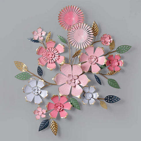 Pink affair floral metal wall art