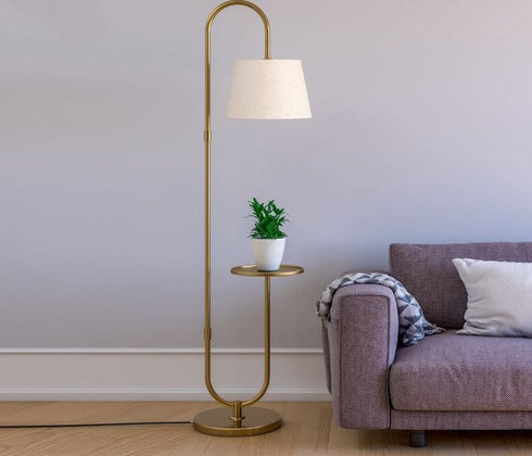 Golden Floor lamp with modern shelf