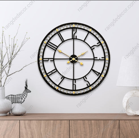 Black with golden Numeric Round Clock