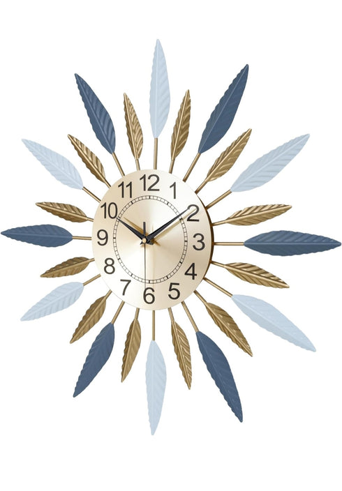 Blue leaf Wall Clock