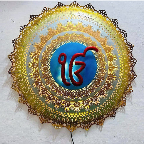 Ek onkar metal wall art with led