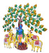 Krishna with 7 cows under tree wall art with led