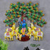 Krishna with 7 cows under tree wall art with led
