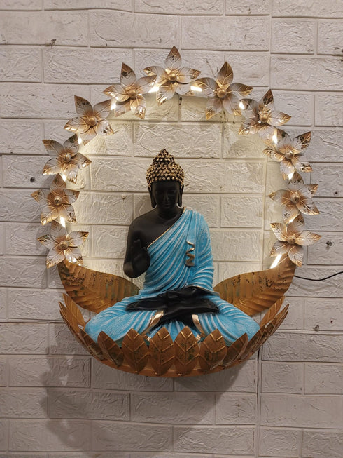 Flower wall art with buddha with led