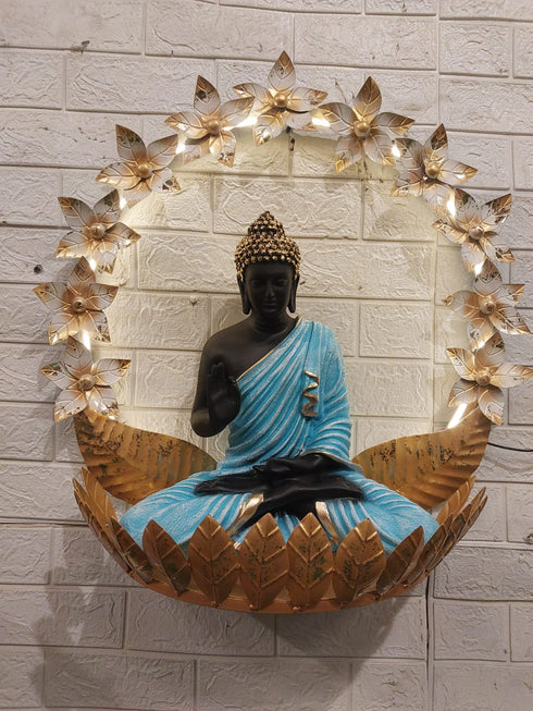 Flower wall art with buddha with led
