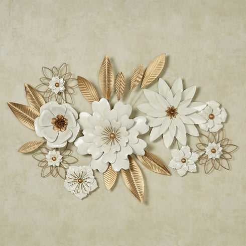 White and golden floral metal Wall Art