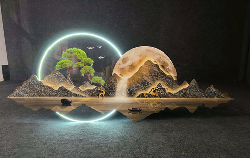 Landscape crystal wall art with LED