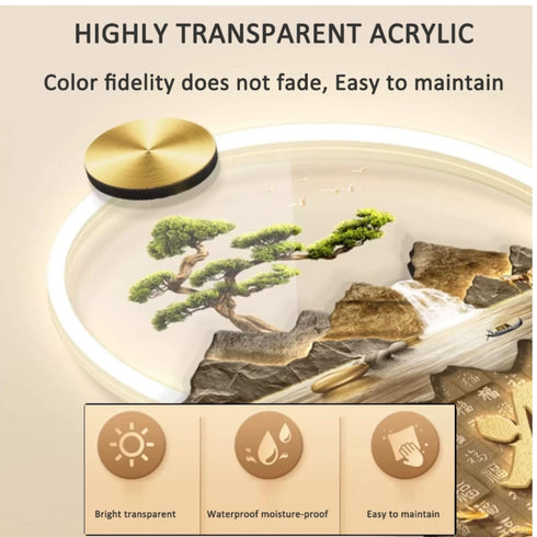 Vertical nature inspired crystal wall art with LED- Style 4