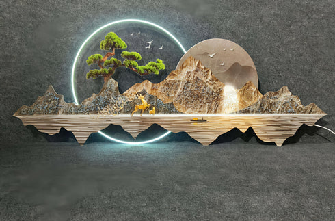Landscape crystal wall art with LED- Style 2