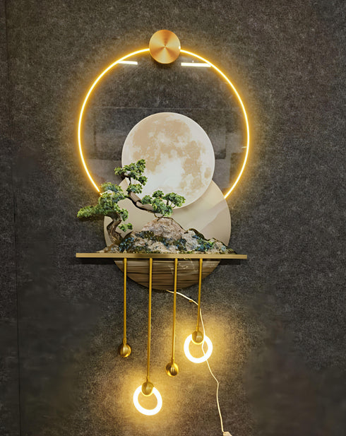 Vertical nature inspired crystal wall art with LED