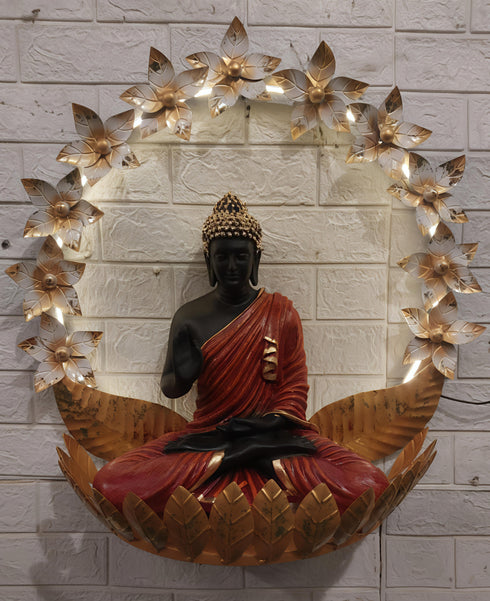 Flower wall art with buddha with led- Style 2