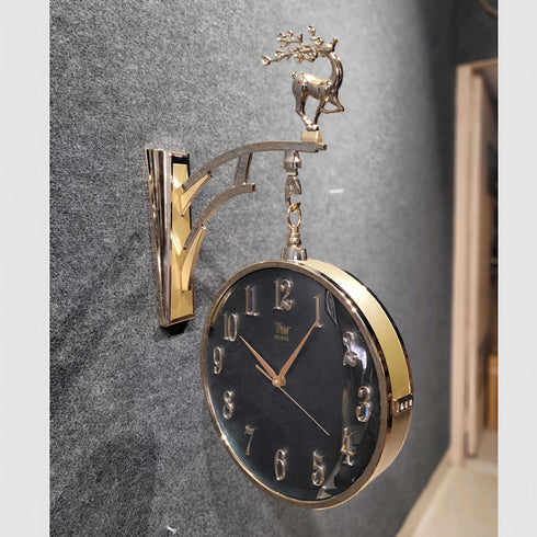 Numerical Dual Dial Station Clock- black and yellow