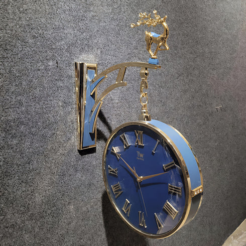 Dual Dial Station Clock With Deer
