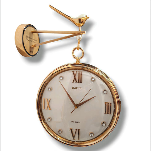 Dual Dial Station Clock- Golden and white
