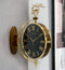Brown and golden Dual Dial Station Clock in Roman numerals