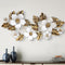 White flowers with golden leaf metal wall art