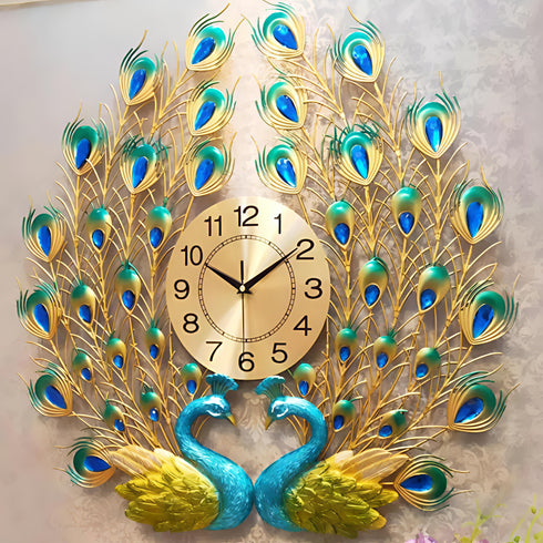 Pair of peacock Wall clock