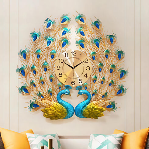 Pair of peacock Wall clock