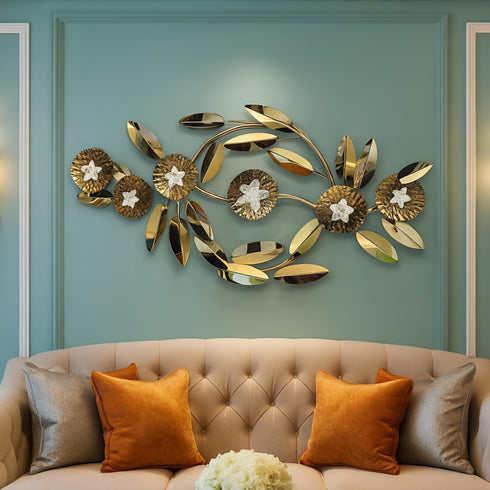 Golden leafs metal wall art