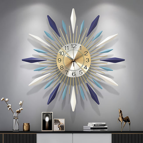 Blue with golden sunburst Wall Clock- style 2