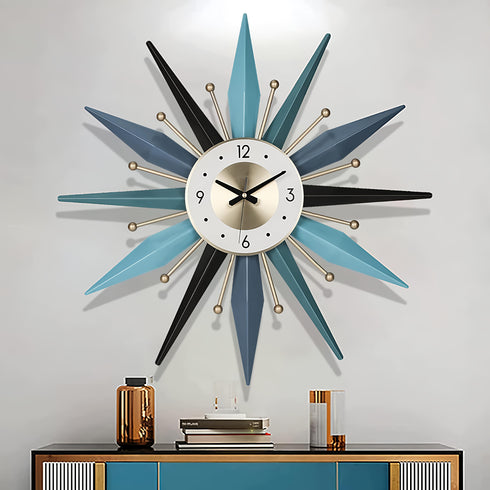 Shades of Blue sunburst Wall Clock