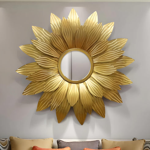 Sunflower golden leaf Wall Mirror