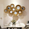 Golden circular Metal Wall Art with mirrors