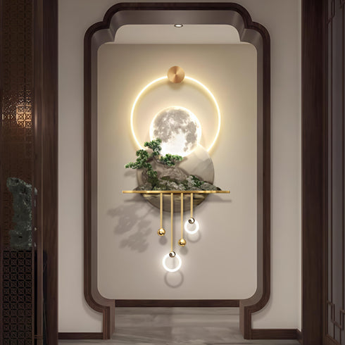 Vertical nature inspired crystal wall art with LED