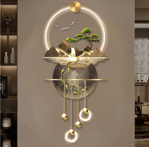 Vertical nature inspired crystal wall art with LED- Style 2