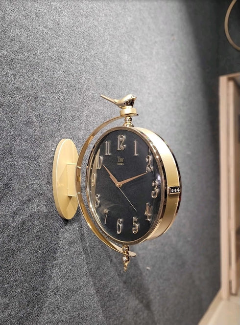 Dual Dial Station Clock with bird