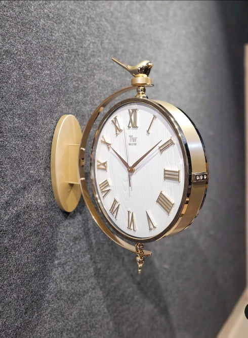 Dual Dial Station Clock with bird