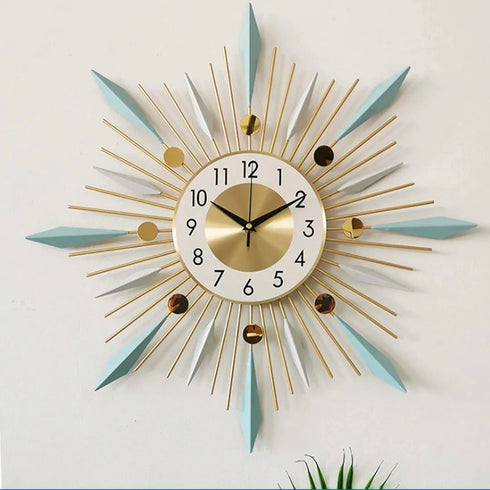 Sea Green with Golden sunburst Wall Clock- style