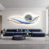 Modern Blue Feather Wall Painting with LED