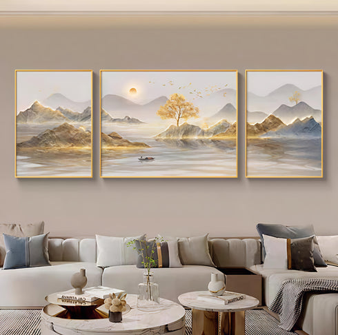 Golden Hour landscape Crystal Painting- Set of 3