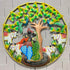 Radha Krishna with cows circular Frame Metal Wall Art with led