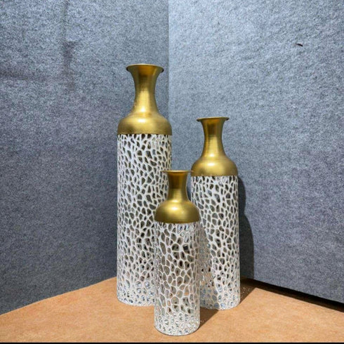 Gold Accent Metal Pot - set of 3 (style 2)