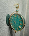 Green and golden Dual Dial Station Clock in numeric numerals