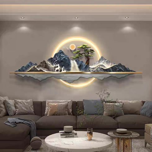 Grey Landscape crystal wall art with LED