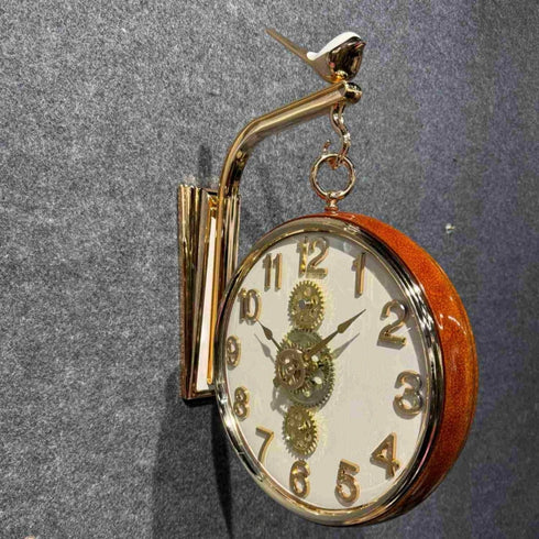 Alpha numeric Dual Dial Station Clock- coffee white with Gear