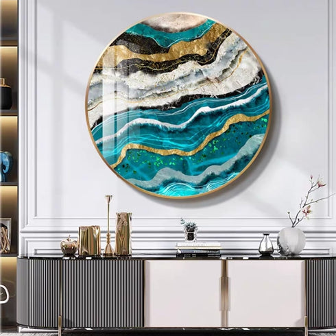 Ocean blue Crystal painting in 32 inches dia.