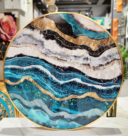 Ocean blue Crystal painting in 32 inches dia.