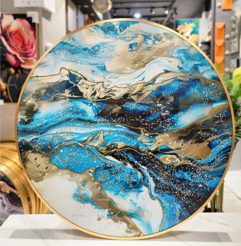 Ocean blue Crystal painting in 32 inches dia.