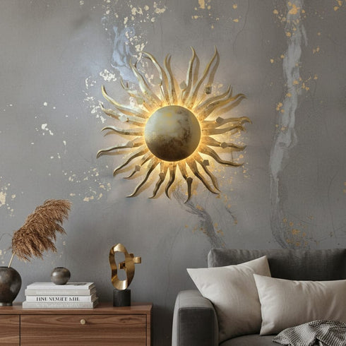 Golden Sunburst wall art with LED