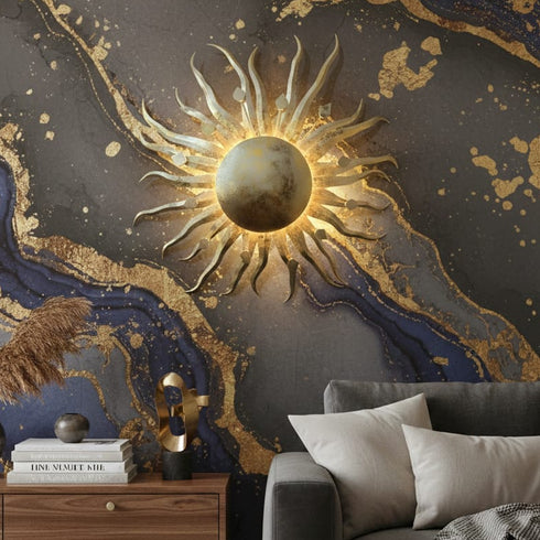 Golden Sunburst wall art with LED