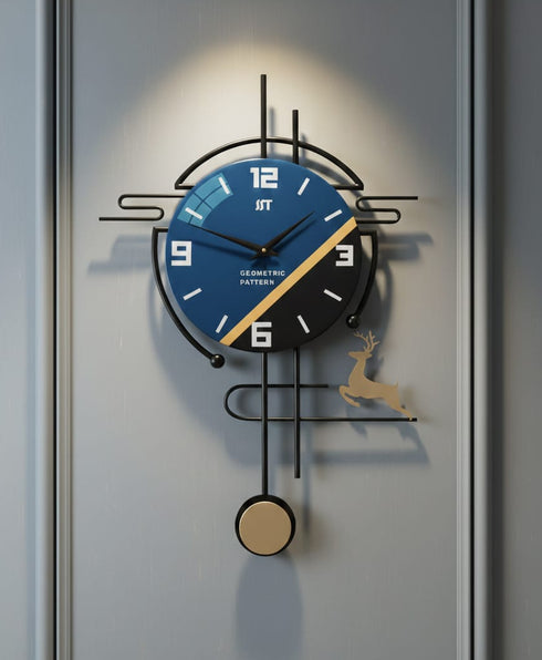 Black and Blue colour metal wall clock
