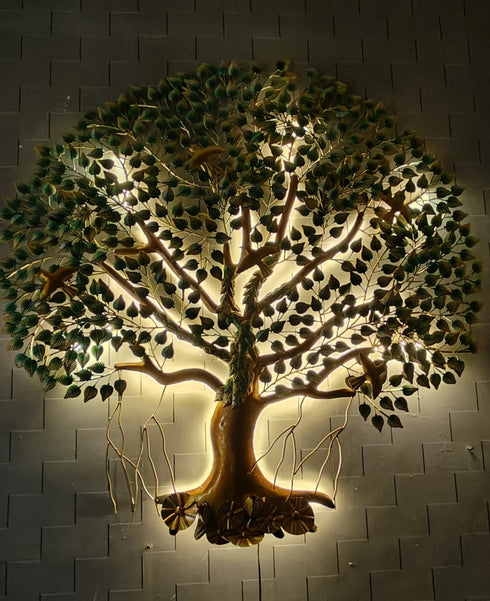 Life of tree Metal Wall Art with Led- Green