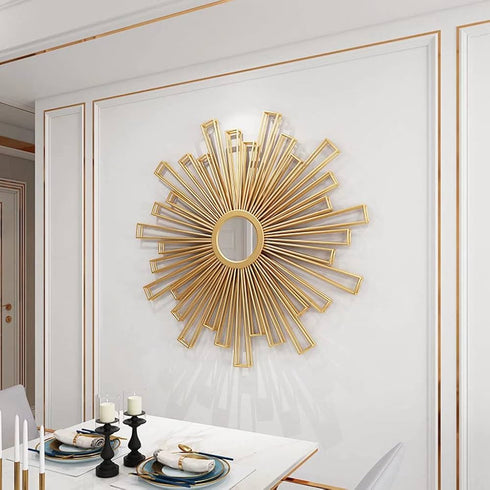 Elegant Sunray Golden Wall Mirror