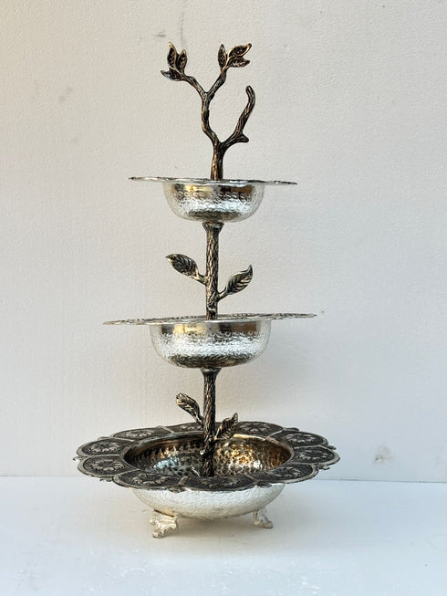 Silver petals Server- Three Tiered Stand