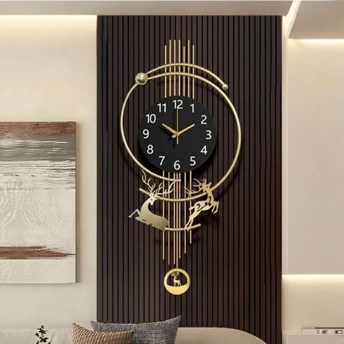 Fancy Reindeer Metal Wall Clock with LED