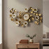 Golden leafs with White floral wall clock with white dial